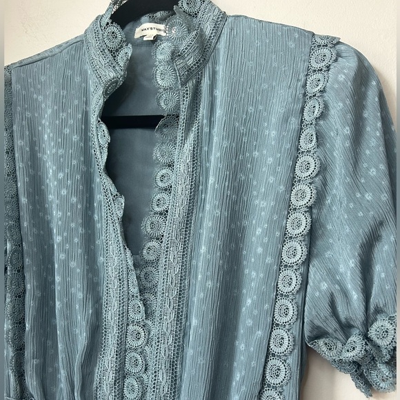 MAX STUDIO Jacquard Dot Lace Trim Maxi Dress in Emerald Size M - Picture 12 of 14